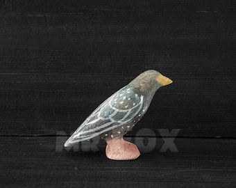 Wooden Starling Figurine - Wooden Starling Toy - Wooden Bird Figurine - Waldorf Wooden Toy - Montessori Wooden Toy - Wooden Bird