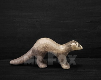 Wooden Ferret Figurine - Wooden Toys - Polecat Figure - Carved Marten - Rustic Home Decor - Cottagecore Decor