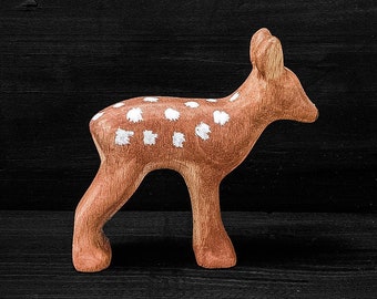 Wooden Deer Figurine Etsy