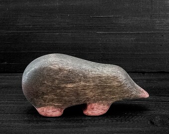 Wooden Mole Toy - Wooden Mole Figurine - Wooden Woodland Animals - Wooden Forest Animals