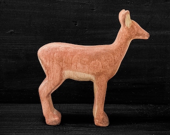 Wooden Deer Toy  - Handmade Doe Figurine - Woodland Animals - Teacher Appreciation Gift - Forest Bedroom Aesthetic