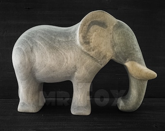 Wooden Toy Elephant - Wooden Figurine - Wooden Animals - Wooden Elephant Figurine - Wooden Elephant Toy - African Animal Toy