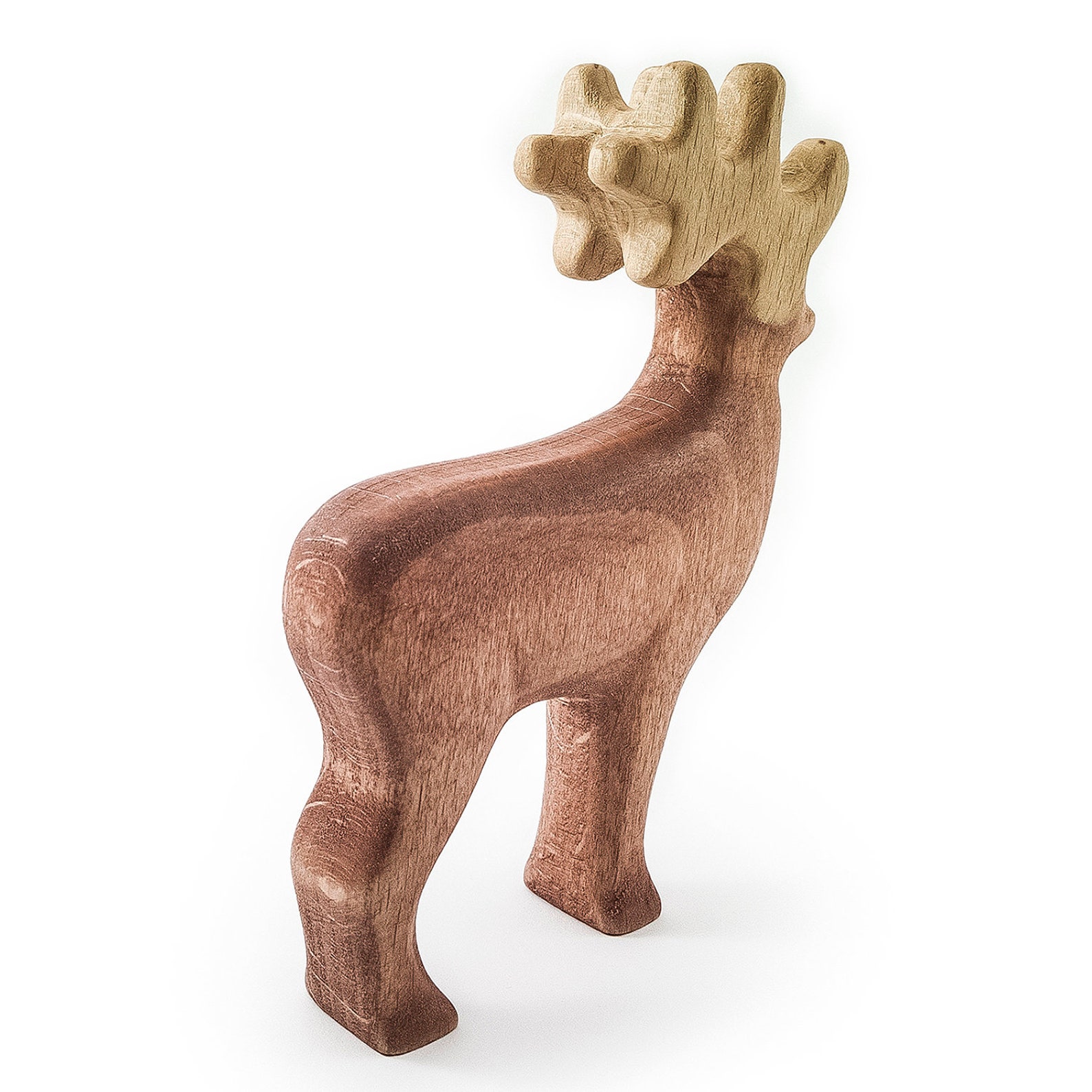 Wooden Toy Deer Wooden Deer Figurine Wooden Woodland Etsy