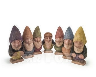 Wooden Dwarf Set - Wooden Dwarf Toy - Wooden Dwarf Figurine - Seven Dwarfs - Wooden Gnomes - Wooden Tomte - Nisse - Christmas Ornament