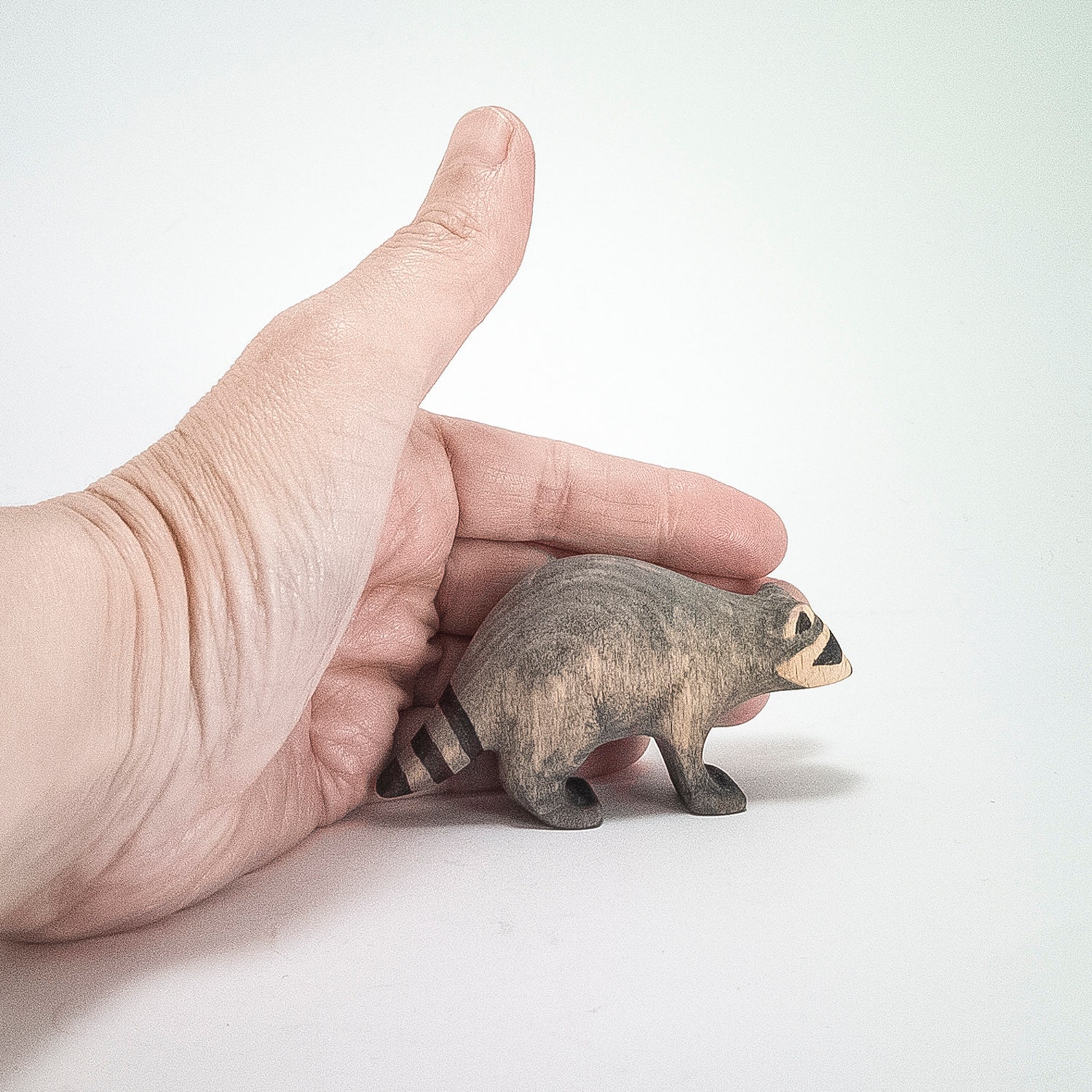 Wooden Toy Raccoon Wooden Raccoon Figurine Etsy