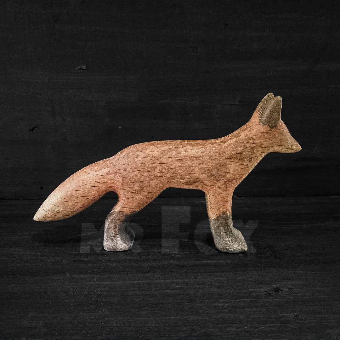 Wooden Fox Figurine - Fox Gifts - Woodland Animals Carved - Wooden ...