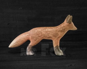 Figurine de renard en bois - Animaux des bois sculptés - Jouets d’animaux en bois - Jouet de renard en bois - Décoration rustique - Décor Cottagecore