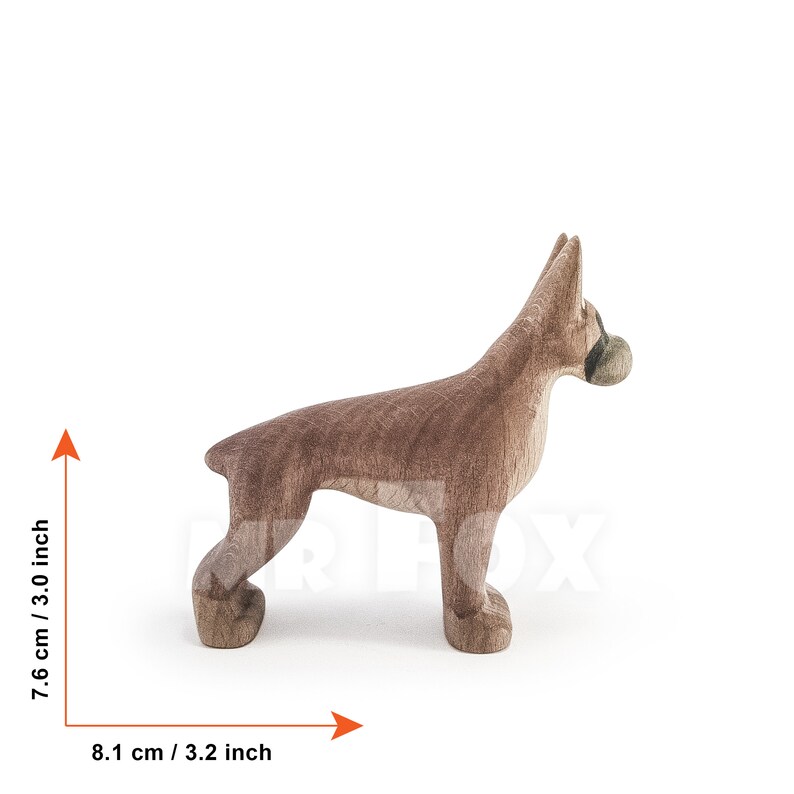 wooden boxer dog figurine