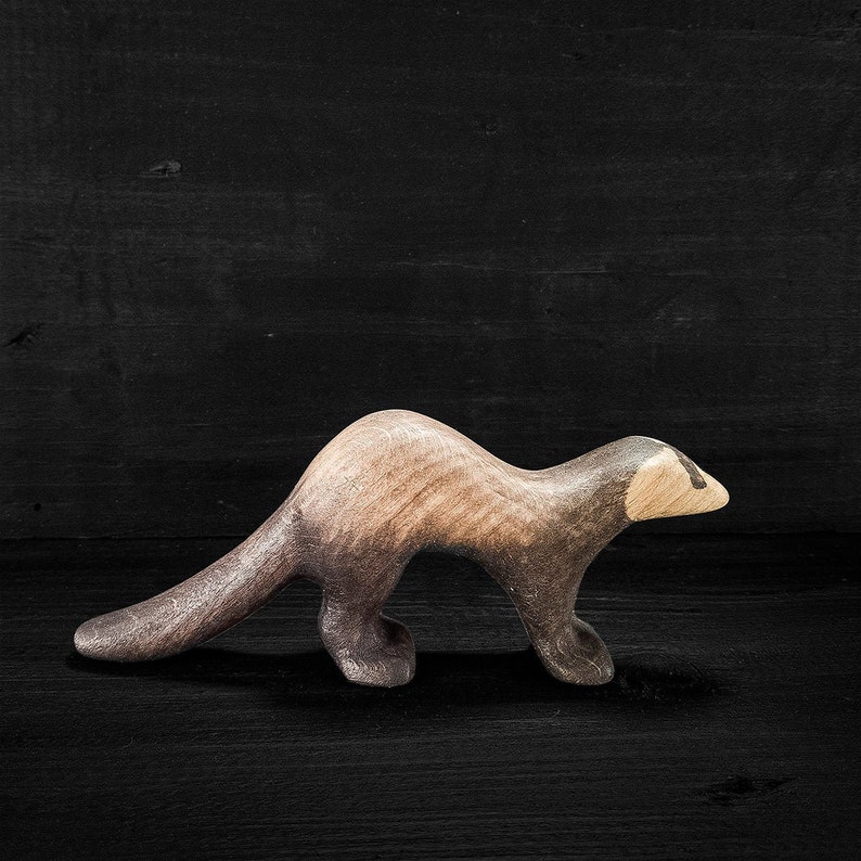Wooden Toy Ferret Wooden Ferret Figurine Wooden Polecat Etsy