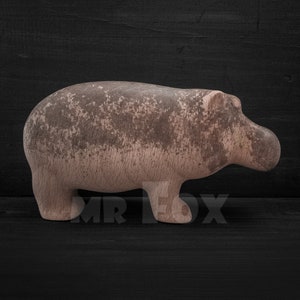 Wooden Hippopotamus Figurine - Handmade Wooden Hippo - Safari Home Decor - Safari Nursery Decor - Zoo Animal Toys - Carved Hippo Sculpture