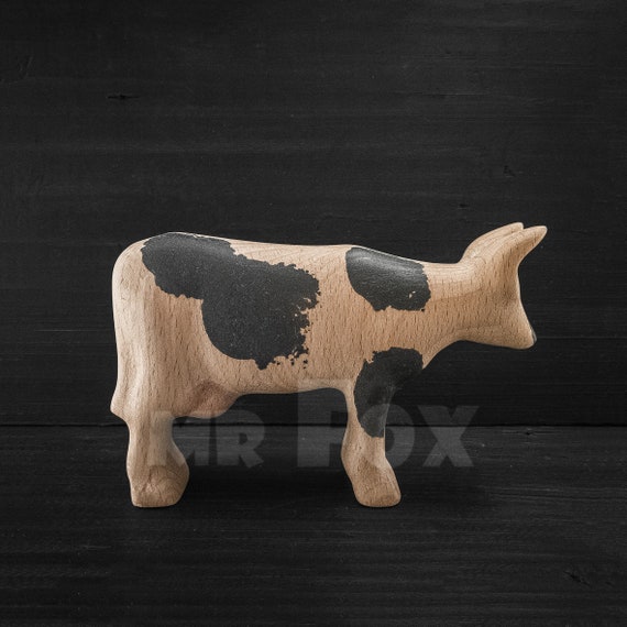 Jouet vache en bois Figurine vache en bois Animaux de la ferme en bois  Jouets animaux en bois Animaux en bois -  France