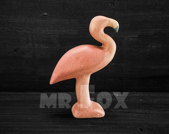 Wooden Toy Flamingo - Wooden Flamingo Toy - Wooden Flamingo Figurine - Waldorf Wooden Toy - Montessori Wooden  Toy - Wooden Bird Figurine