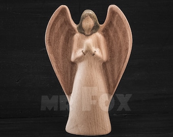 Wooden Angel Figurine - Guardian Angel Gift - Praying Angel - Christmas Ornament - Female Angel Figurine