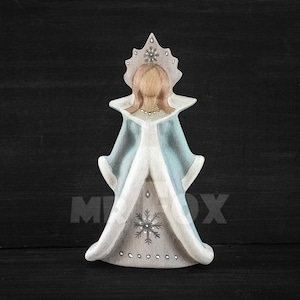 Wooden Snow Queen Figurine - Wooden Toy Snow Queen - Carved Snow Maiden - Christmas Ornament - Winter Decoration