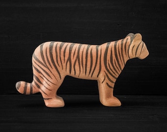 Wooden Tiger Figurine - Wooden Toy Tiger - Wooden Tiger - Asian Animal Toy - Wooden Safari Animals - Wooden Asian Animal Toys