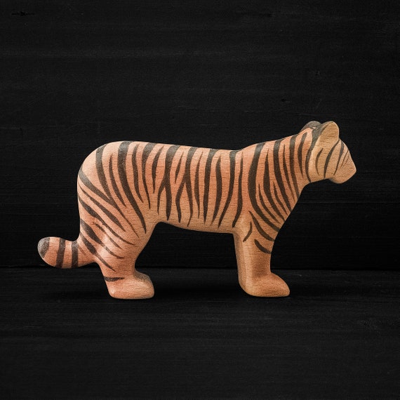 Wooden Tiger Figurine Wooden Toy Tiger Wooden Tiger Etsy