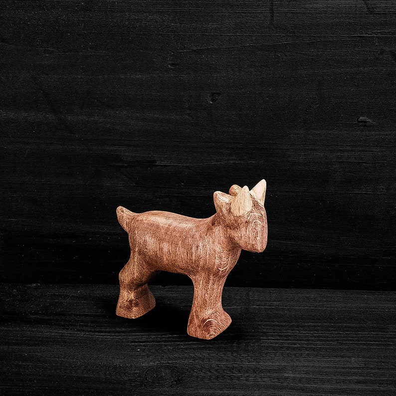 Wooden Toy Goat Kid  Wooden Goat Kid Figurine image 1