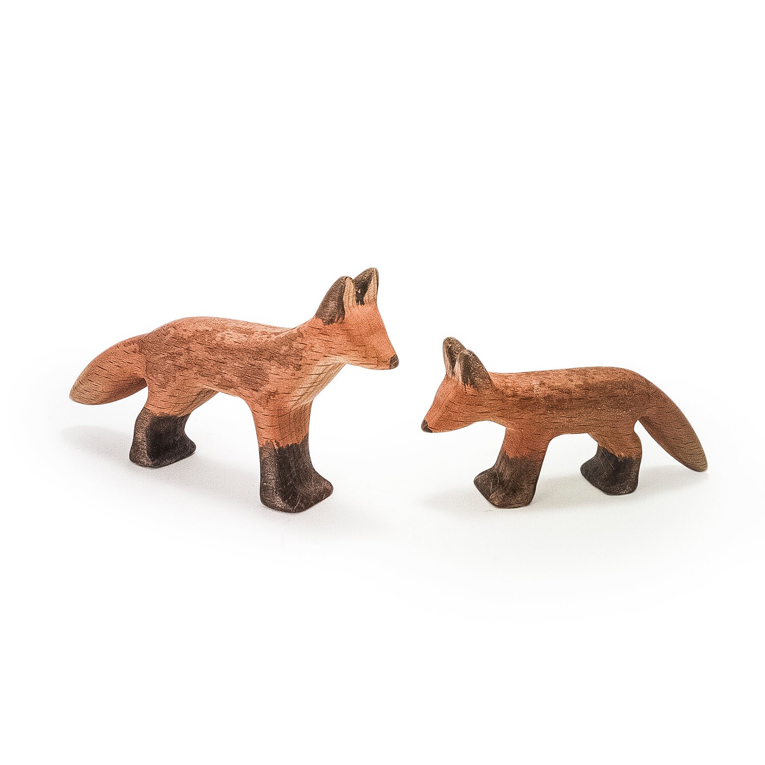 Wooden Toy Fox Wooden Fox Figurine Wooden Woodland Animals Etsy