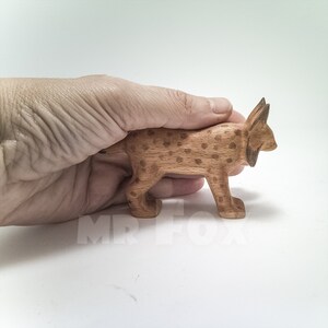 Wooden Toy Lynx Wooden Lynx Figurine Wooden Bobcat Toy Wooden Wildcat image 5