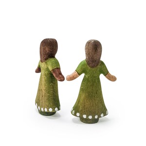 Wooden Toy Girl Dark Skinned with Green Dress  Wooden Girl image 6