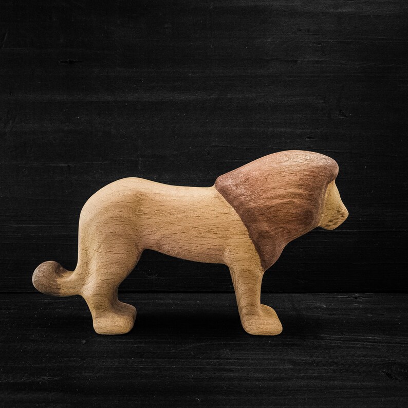 Wooden Toy Lion  Wooden Lion  African Animal Toy  Wooden image 1