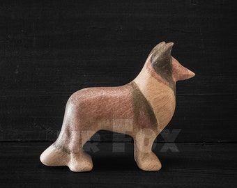 Wooden Rough Collie Toy - Wooden Dog Figurine - Wooden Collie - Rough Collie Figurine - Police Dog Toy - Patrol Dog Toy