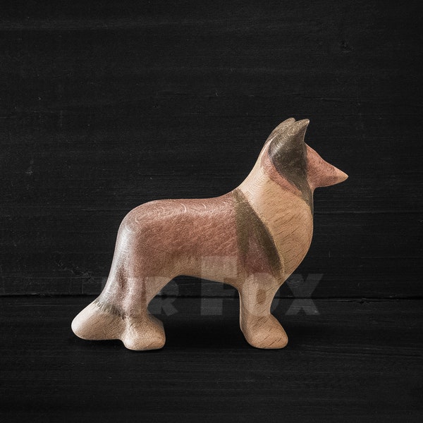 Wooden Rough Collie Toy - Wooden Dog Figurine - Wooden Collie - Rough Collie Figurine - Police Dog Toy - Patrol Dog Toy