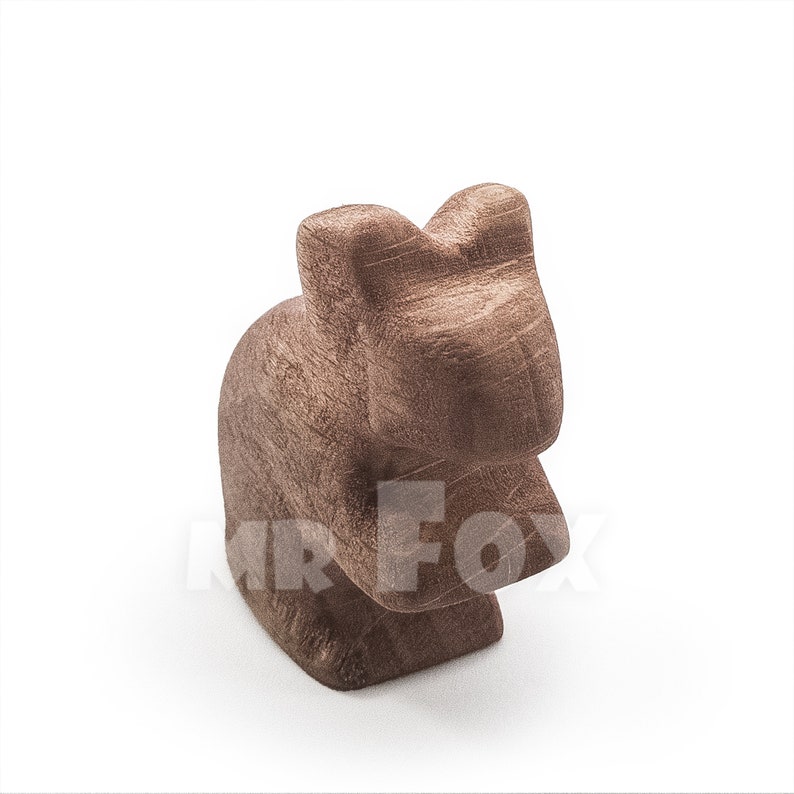 wooden field mouse against white background 3/4 front view