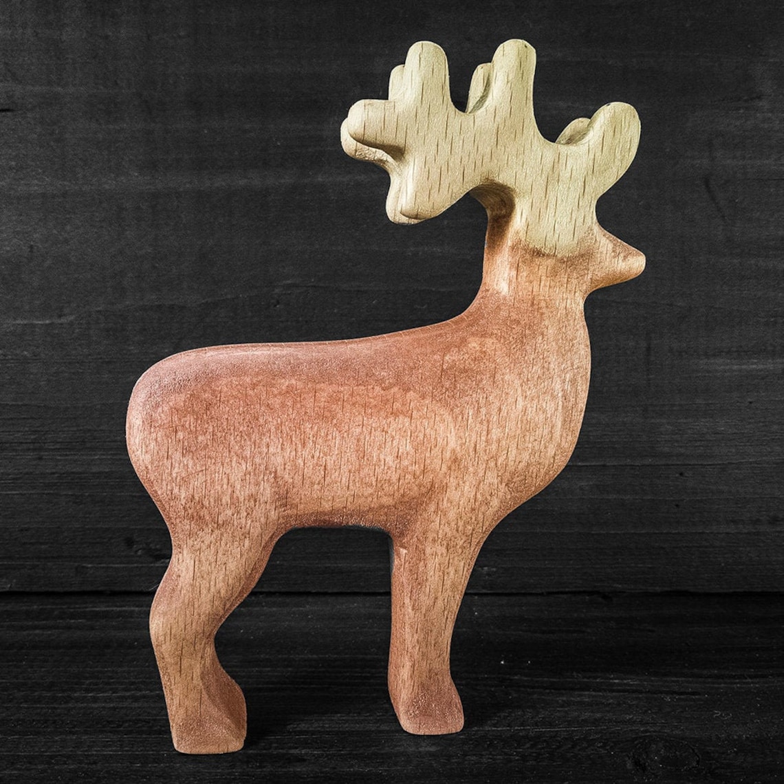 Wooden Toy Deer Wooden Deer Figurine Wooden Woodland Etsy