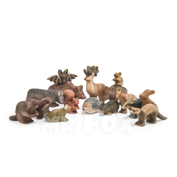 Wooden Animals Set - Woodland Animals Set - Wooden Woodland Animals - Wooden Forest Animals