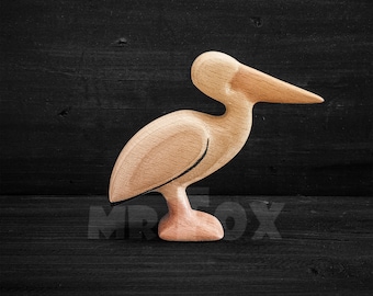 Wooden Toy Pelican - Wooden Pelican Toy - Wooden Pelican Figurine - Waldorf Wooden Toy - Montessori Wooden  Toy - Wooden Bird Figurine