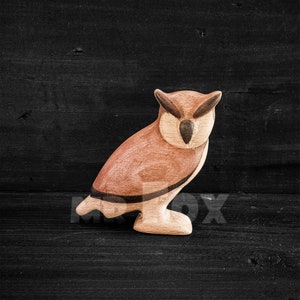 Wooden Toy Horned Owl - Wooden Owl Toy - Wooden Owl Figurine - Waldorf Wooden Toy - Montessori Wooden  Toy - Wooden Bird Figurine