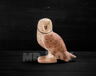 Wooden Toy Barn Owl - Wooden Barn Owl Toy - Wooden Barn Owl Figurine - Waldorf Wooden Toy - Montessori Wooden  Toy - Wooden Bird Figurine