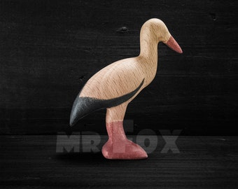 Wooden Toy Stork - Wooden Stork Toy - Wooden Stork Figurine - Waldorf Wooden Toy - Montessori Wooden  Toy - Wooden Bird Figurine