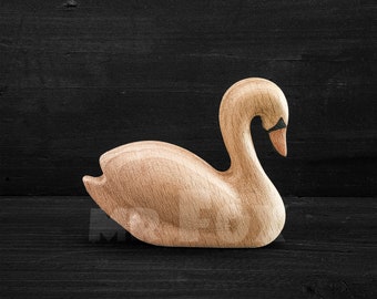 Cygne jouet en bois - Jouet cygne en bois - Figurine cygne en bois - Jouet en bois Waldorf - Jouet en bois Montessori - Figurine oiseau en bois