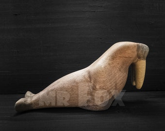 Wooden Toy Walrus - Wooden Walrus - Wooden Polar Animal - Wooden Arctic Animal