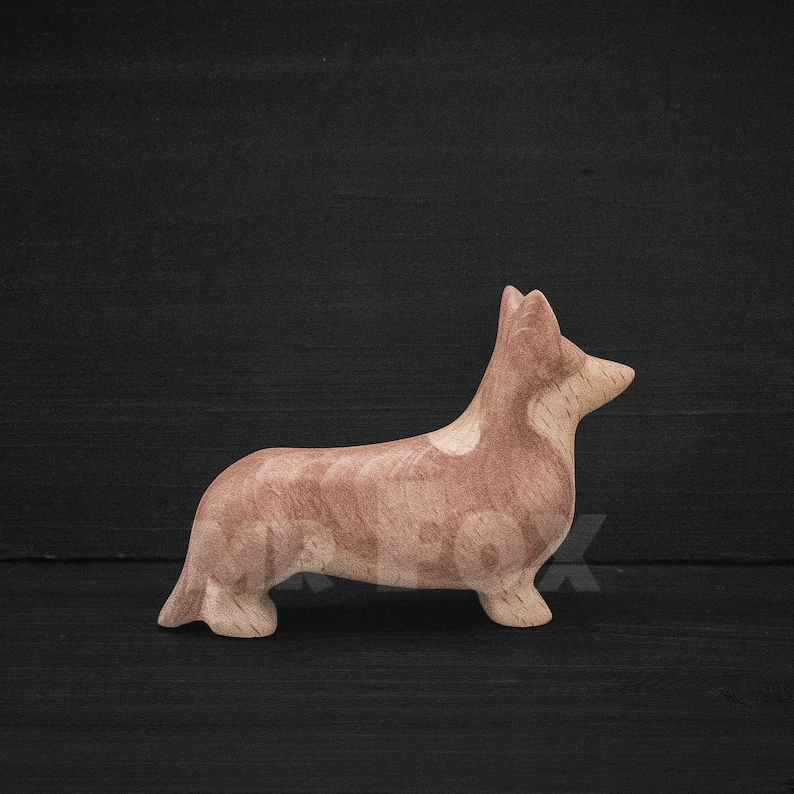 wooden corgi figurine
