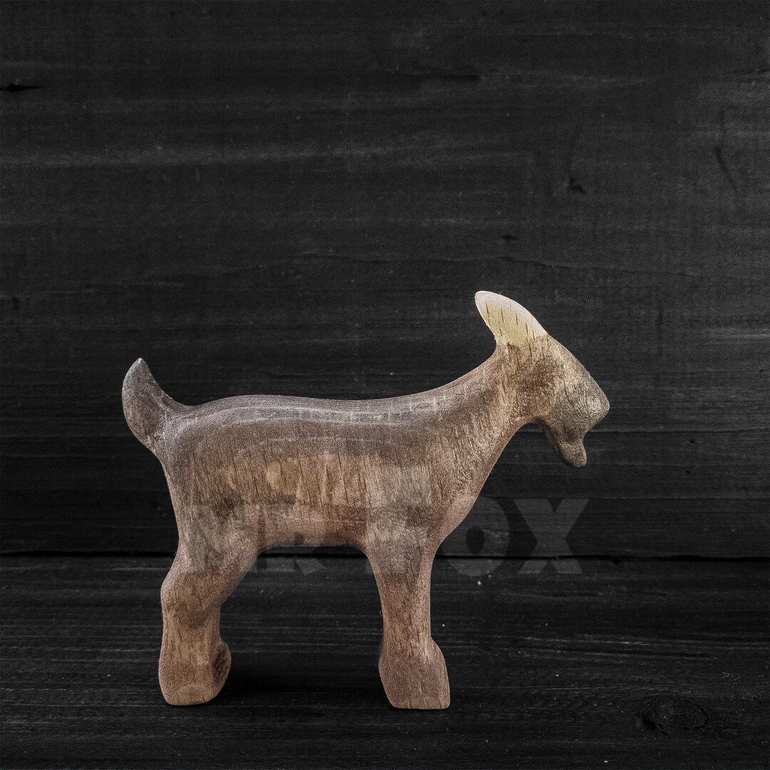 Wooden Goat Toy - Wooden Goat Figurine - Wooden Farm Animals - Wooden ...