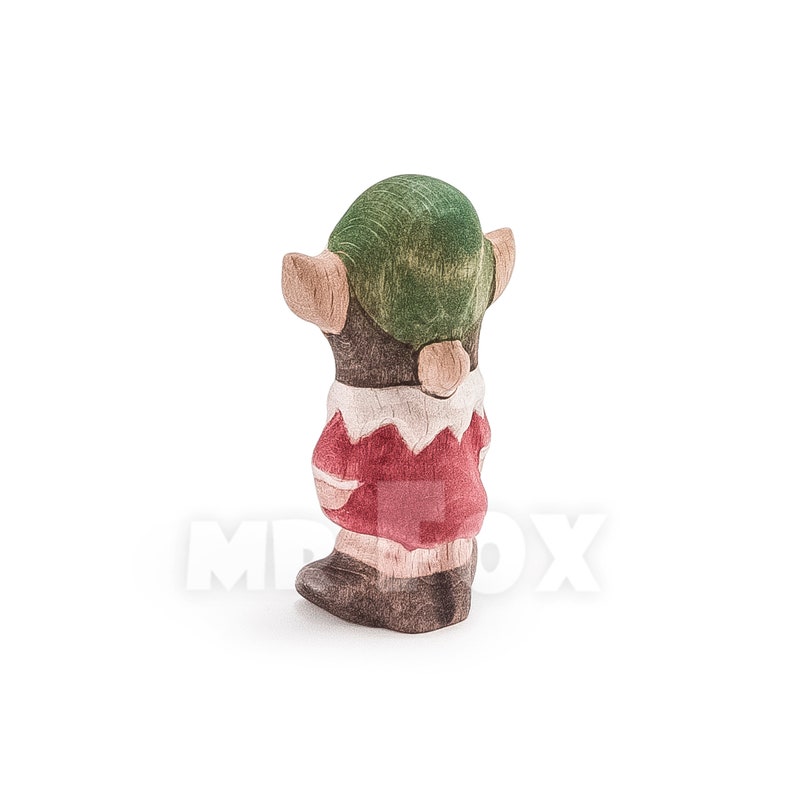 Wooden Elf Figure - Elf Girl Toy - Back View