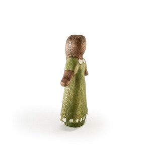 Wooden Toy Girl Dark Skinned with Green Dress  Wooden Girl image 3