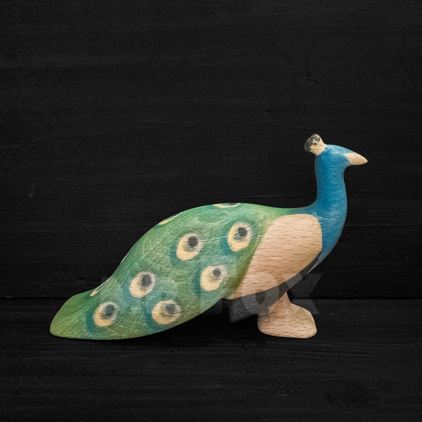 Wooden Peacock Toy - Wooden Peacock Figurine - Wooden Bird  - Waldorf Toys - Montessori Toys - Handmade Gift - Fireplace Mantel Decor