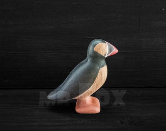 Wooden Toy Puffin - Wooden Puffin Toy - Wooden Puffin Figurine - Waldorf Wooden Toy - Montessori Wooden Toy - Wooden Bird Figurine