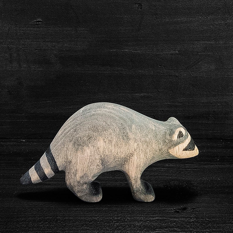 Wooden Toy Raccoon Wooden Raccoon Figurine Etsy