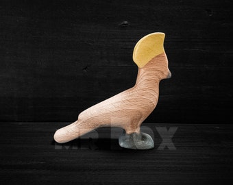 Wooden Toy Cockatoo - Wooden Cockatoo Figurine - Wooden Parrot Figurine - Waldorf Wooden Toy - Cockatoo Stuff - Wooden Bird Figurine