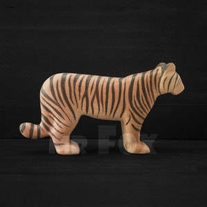Wooden Tiger Figurine | Solid Beech | Handmade Gift | Chinese Zodiac | Safari Animal Toy