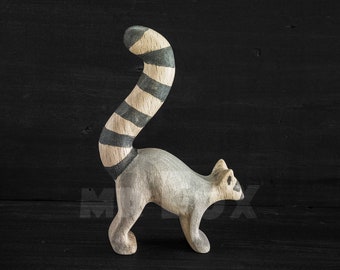 Wooden Lemur Toy - African Animal Toys - Wooden Safari Animals - Small World Toy - Handmade Gift - Farewell Gift - Gift for Nature Lover