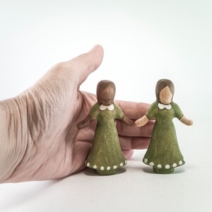 Wooden Toy Girl Dark Skinned with Green Dress  Wooden Girl image 7