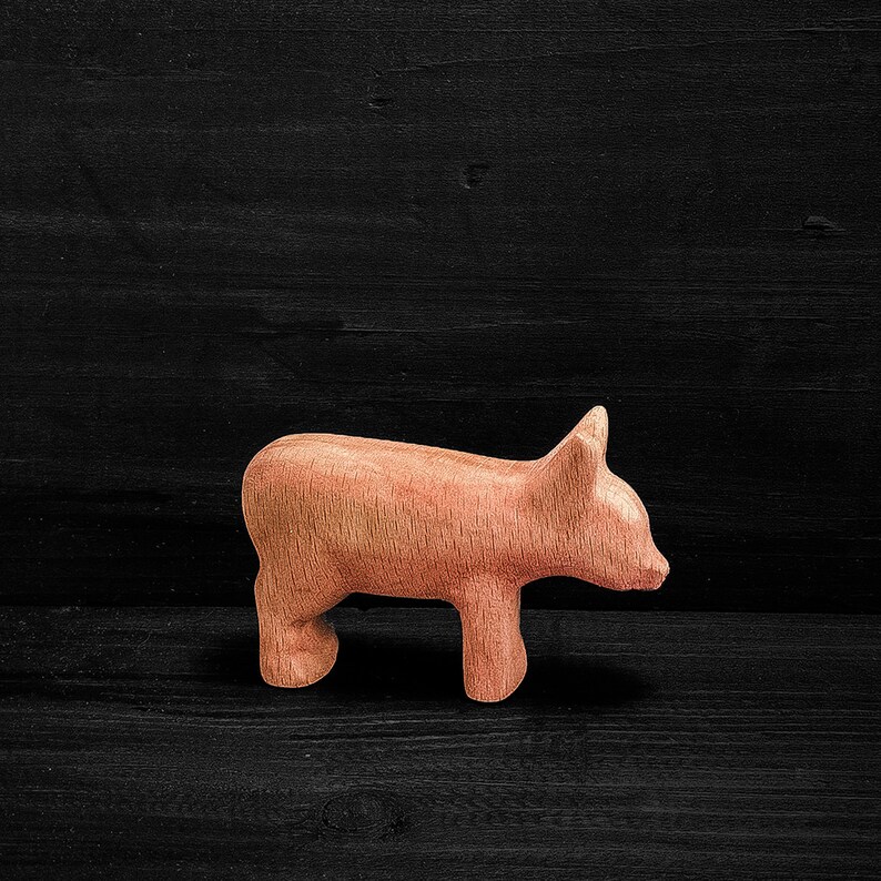 Wooden Toy Piglet  Wooden Piglet Figurine image 1