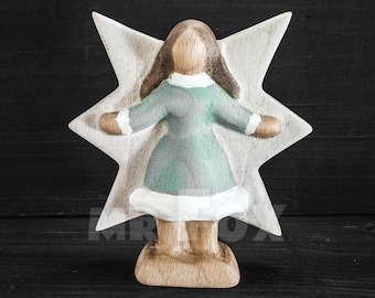 Winter Fairy Wooden - Waldorf Fairy - Snowflake Fairy - Winter Decor - Wooden Toy