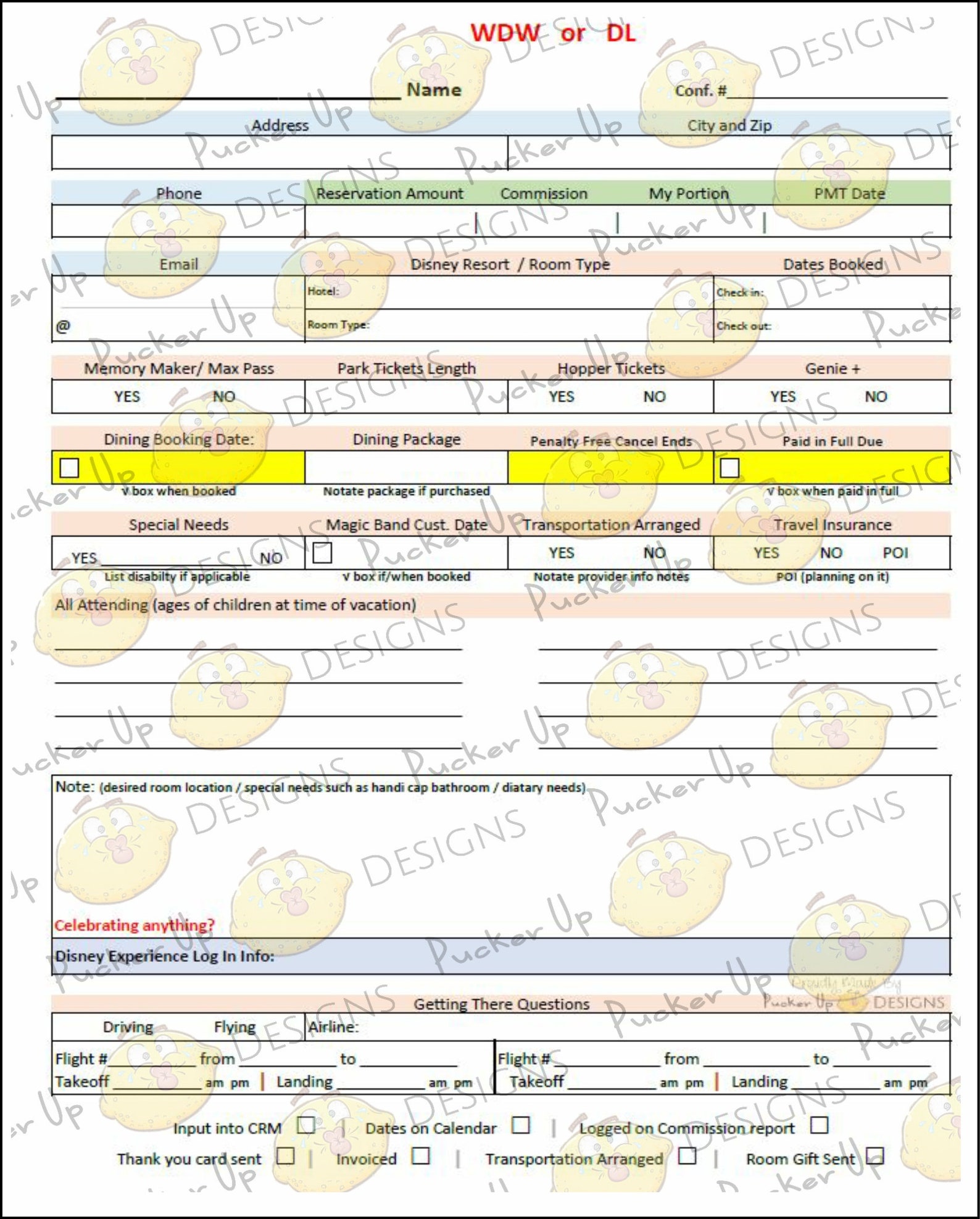 Travel Agent Booking Forms for Disney and Universal Parks NEWLY Updated